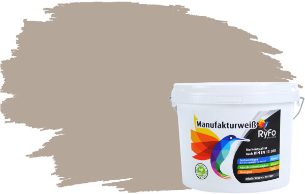 RyFo Colors Manufakturweiß Premium Innenwandfarbe Braun matt mit höchster Deckkraft (Klasse 1) & Nassabriebbeständigkeit (Klasse 1) ca. 8 m²/L Verbrauch ideal für Wände & Decken in Wohn- und Arbeitsräumen, streich- & rollbar, Made in Germany